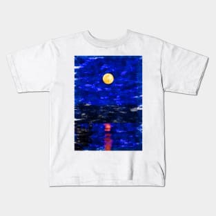Bright Full Moon Lake Reflection. For Moon Lovers Kids T-Shirt